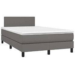 Avis Maison Chic Lit adulte- Lit + matelas + LED,Sommier à lattes de lit matelas LED gris 120x190 cm similicuir -GKD55110