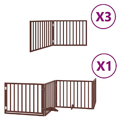 vidaXL Barrière pour chien porte pliable 10 panneaux bois de peuplier