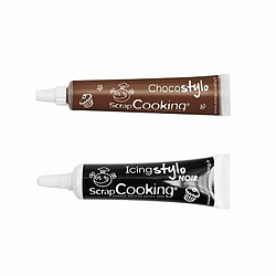 Scrapcooking 2 stylos glaçage chocolat & noir