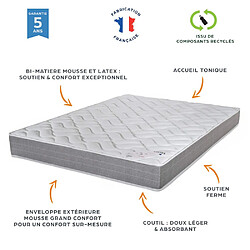 Ebac Matelas 120x190 Listel - Latex - Hauteur 20 cm - 3 zones - Soutien ferme