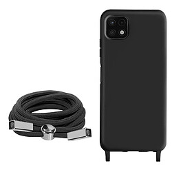 Avizar Coque Cordon Samsung Galaxy A22 5G Semi-rigide Lanière Tour du Cou 80cm Noir