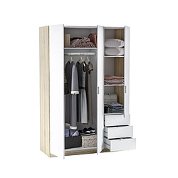 But Armoire ZOA 3 tiroirs et 3 portes Blanc et chêne pas cher