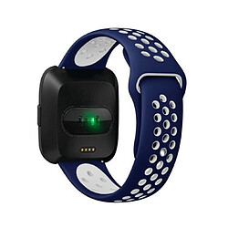 YP Select Bande de sport en silicone avec trous de ventilation Sangles de rechange pour Fitbit Versa Smartwatch-Bleu Blanc