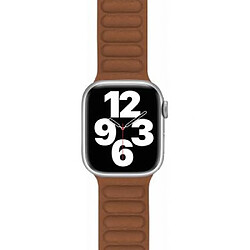 Bracelet Cuir compatible avec Apple Watch 38-40-41mm Marron/Orange Bigben