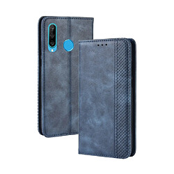 Wewoo Housse Coque Étui en cuir à boucle magnétique avec rétro pour Crazy Horse Texture horizontale Galaxy M30avec support et fentes cartes et cadre photo Bleu