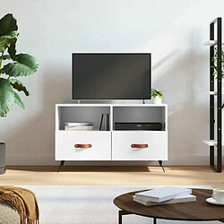 Maison Chic Meuble TV scandinave - Banc TV pour salon Blanc brillant 80x36x50 cm Bois d'ingénierie -MN48662