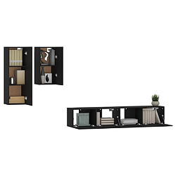 Acheter Maison Chic Ensemble de meubles TV 4 pcs | Banc TV Moderne pour salon | Meuble de Rangement - Noir Bois d'ingénierie -MN24015