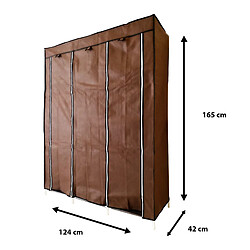 Armoire Dressing en Tissu Avec Portes Zippées Nyana Home Mesures 170x130x45 cm Marron pas cher