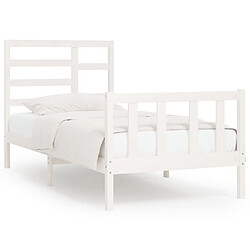 Maison Chic Lit adulte - Lit simple Cadre de lit,Structure du lit Contemporain Blanc Bois de pin massif 90x200 cm -MN41903