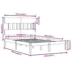 vidaXL Cadre de lit sans matelas 120x200 cm bois massif pas cher