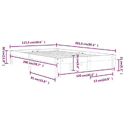 vidaXL Cadre de lit sans matelas blanc bois de pin massif 120x200 cm pas cher