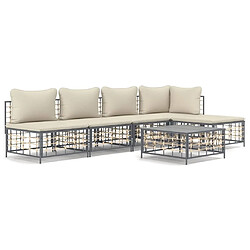 Maison Chic Salon de jardin 6 pcs + coussins - Mobilier/Meubles de jardin - Table et chaises d'extérieur anthracite résine tressée -MN48213