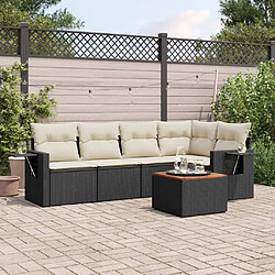 Maison Chic Ensemble Tables et chaises d'extérieur 6pcs avec coussins,Salon de jardin noir résine tressée -GKD645059