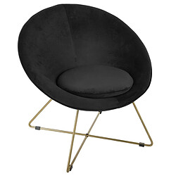 Fauteuil Noir en velours - L. 76 x l. 67 x H. 69 cm -PEGANE-