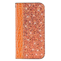 Wewoo Coque Etui à rabat en cuir paillettée et fentes pour cartes iPhone 11 Orange