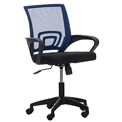 Decoshop26 Chaise de bureau sur roulettes avec accoudoirs hauteur réglable en microfibre bleu 10_0002356