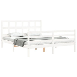 Acheter Maison Chic Lit adulte - Cadre Structure de lit avec tête de lit Contemporain blanc 160x200 cm bois massif -MN39410