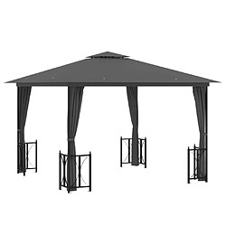 Maison Chic Tonnelle | Pergola avec parois et toit double 3x3 m Anthracite -GKD30267