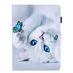 Acheter Etui en PU impression de modèle avec support et porte-cartes tête de chat pour votre Apple iPad 10.2 (2019)