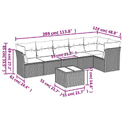 Avis vidaXL Salon de jardin avec coussins 7 pcs marron résine tressée