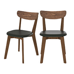 Rendez Vous Deco Chaise en bois foncé et noir Tabata (lot de 2)