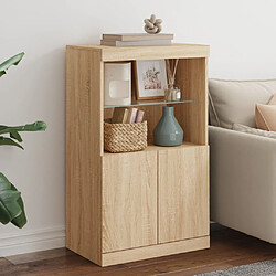 Maison Chic Commode Buffet - Meuble de rangement avec lumières LED chêne sonoma 60,5x37x100 cm -GKD17009