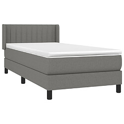 Avis Maison Chic Structures de lit + matelas,Lit à sommier tapissier avec matelas Gris foncé 90x200 cm Tissu -MN64969