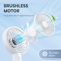 Acheter Mini Ventilateur Portable, Ventilateur à Main Petit Ventilateur avec Base Réglable/Angle/Ventilateur de Poche à 3 Vitesses pour Bureau, Maquillage, Voyage , Shopping, Extérieur-Blanc