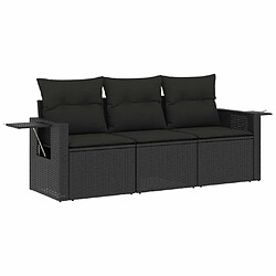 Maison Chic Ensemble de 3 Tables et chaises d'extérieur avec coussins,Salon de jardin, Ensemble Tables et chaises d'extérieur noir résine tressée -GKD372010