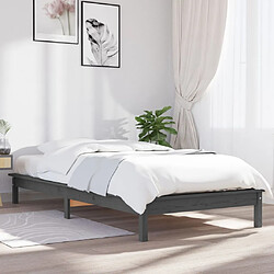 vidaXL Cadre de lit sans matelas gris 100x200 cm bois massif