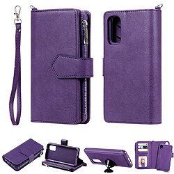 Etui en PU fermeture éclair magnétique détachable 2 en 1 avec support violet pour votre Samsung Galaxy S20