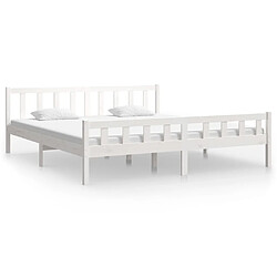 Maison Chic Lit Super King - Cadre de lit,Structure du lit Contemporain pour chambre Blanc Bois massif 180x200 cm -MN94415