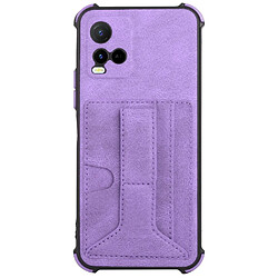 Coque en TPU + PU avec béquille et porte-carte, violet pour votre Vivo Y33s/Y21 (2021)/Y21s (2021)