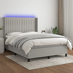 Sommier à lattes et matelas LED,Cadre à lattes de lit pour Adulte Gris clair 140x190 cm Tissu -MN73933