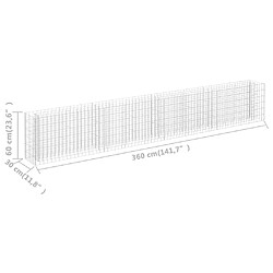 vidaXL Lit surélevé à gabion Acier galvanisé 360x30x60 cm pas cher