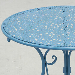 Avis Aubry Gaspard Table ronde en métal bleu.