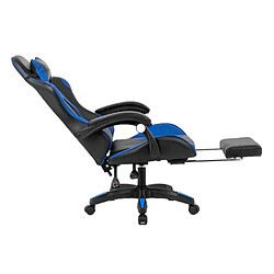 Avis Concept Usine Chaise de gaming massante noire et bleue avec repose pieds ULTIM