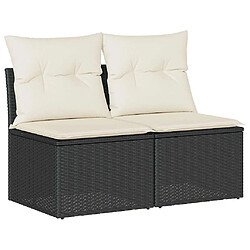 vidaXL Salon de jardin avec coussins 2 pcs noir résine tressée acacia