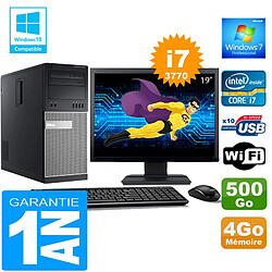 PC Tour DELL 7010 Core I7-3770 Ram 4Go Disque 500 Go Wifi W7 Ecran 19" - Occasion