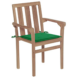 vidaXL Chaises de jardin empilables avec coussins lot de 6 Teck solide