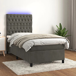 Maison Chic Lit adulte- Lit + matelas,Sommier à lattes de lit et matelas et LED Gris foncé 90x190 cm -GKD61506