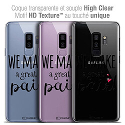 Caseink Coque Housse Etui Samsung Galaxy S9+ (6.2 ) [Crystal Gel HD Collection Love Saint Valentin Design We Make Great Pair - Souple - Ultra Fin - Imprimé en France]