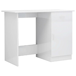 Maison Chic Bureau,Table de travail,bureau de travail pour chambre Blanc brillant 100 x 50 x 76 cm Aggloméré -GKD14025