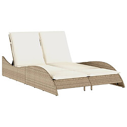 Maison Chic Chaise longue avec coussins, Transats, Bain de Soleil beige 114x205x73 cm résine tressée