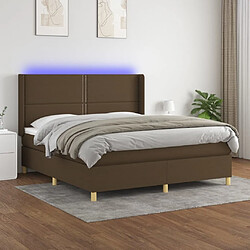 Maison Chic Lit adulte- Lit + matelas + LED,Sommier à lattes de lit matelas et LED Marron foncé 160x200 cm -GKD81628