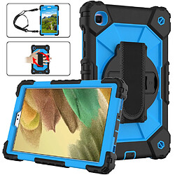 Coque en TPU + Silicone Couleur de contraste de conception avec béquille en dragonne noir/bleu pour votre Samsung Galaxy Tab A7 Lite 8.7 pouces T225/T220 (2021)