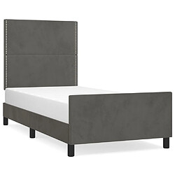 vidaXL Cadre de lit sans matelas gris foncé 90x200 cm velours