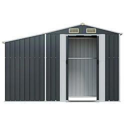 Helloshop26 Abri de jardin cabane cabanon maison de stockage remise extérieur hangar outils robuste 277 x 93 x 179 cm acier galvanisé anthracite 02_0022214