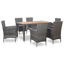 Maison Chic Mobilier à dîner 7 pcs de jardin avec coussins - Ensemble table et chaises d'extérieur - Salon/Mobilier de jardin classique Résine tressée Gris -MN56922