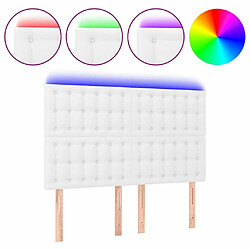 Maison Chic Tête de lit scandinave à LED,meuble de chambre Blanc 144x5x118/128 cm Similicuir -MN40518